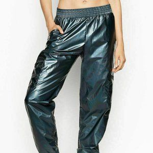 Victoria's Secret Sport Shine Jogger Track Pant Metallic Blue Activewear Pants L